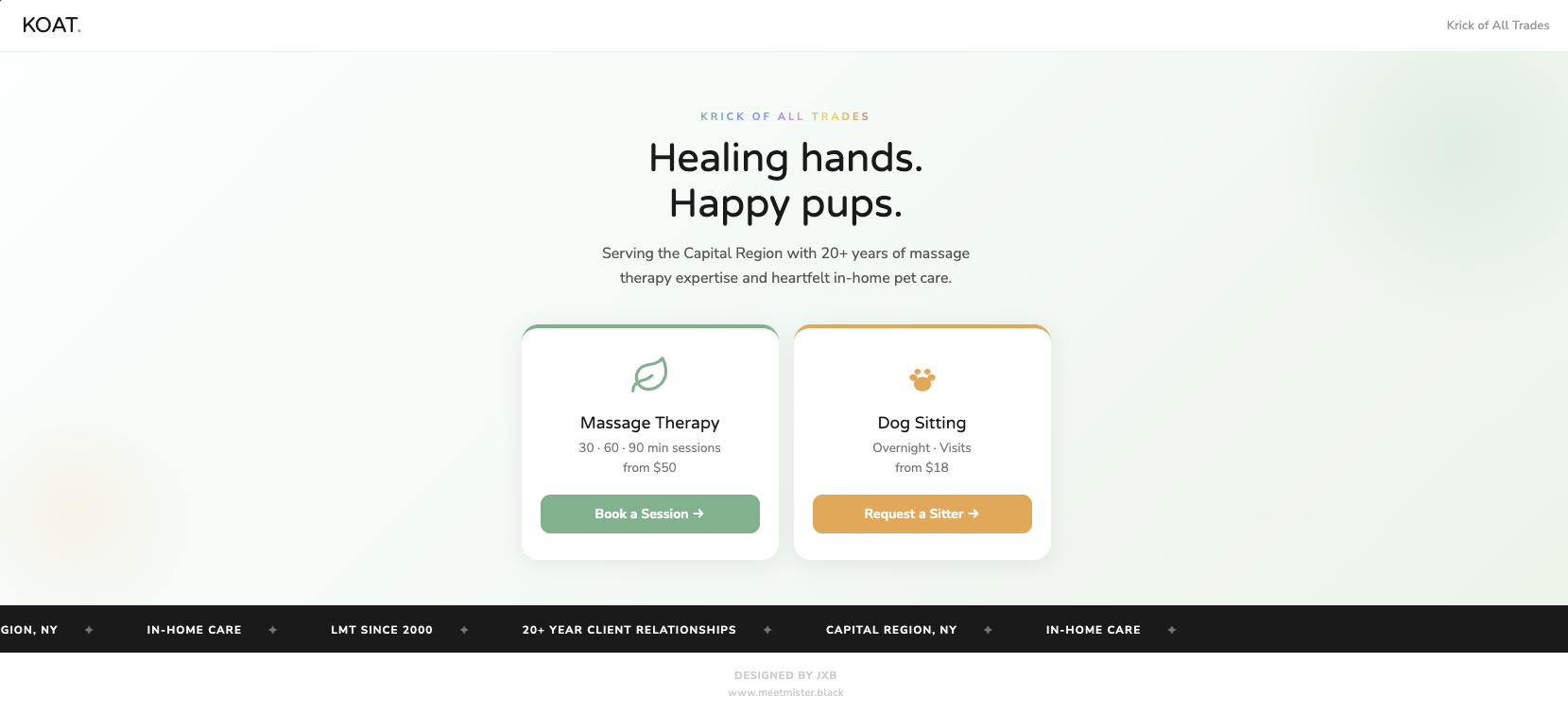 Krick of All Trades website screenshot