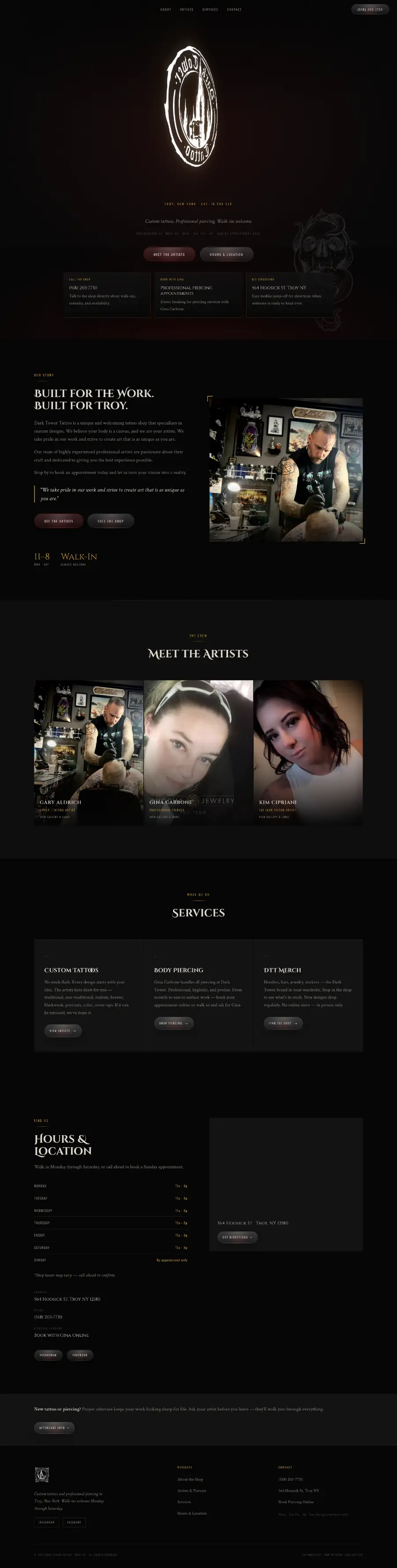 Dark Tower Tattoo website screenshot