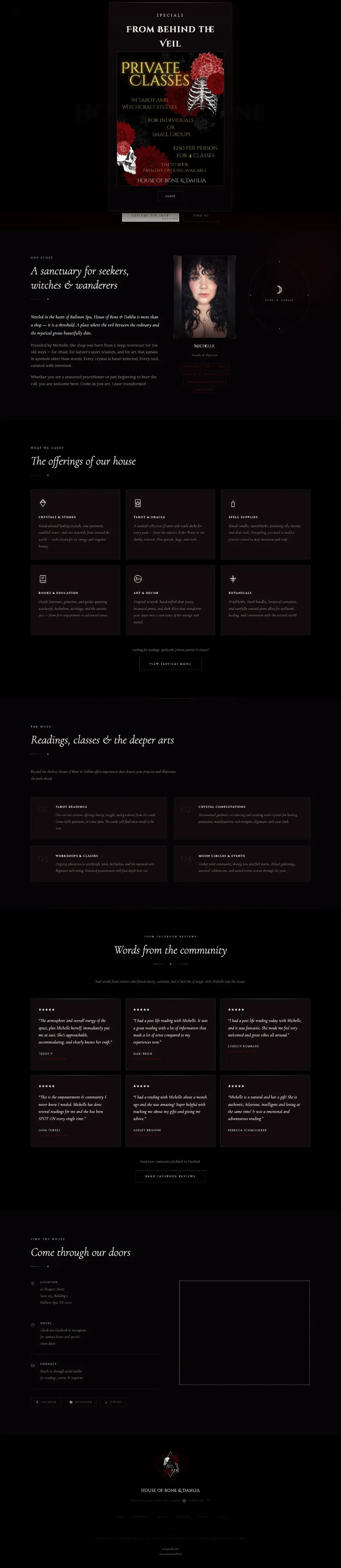 House of Bone and Dahlia website screenshot