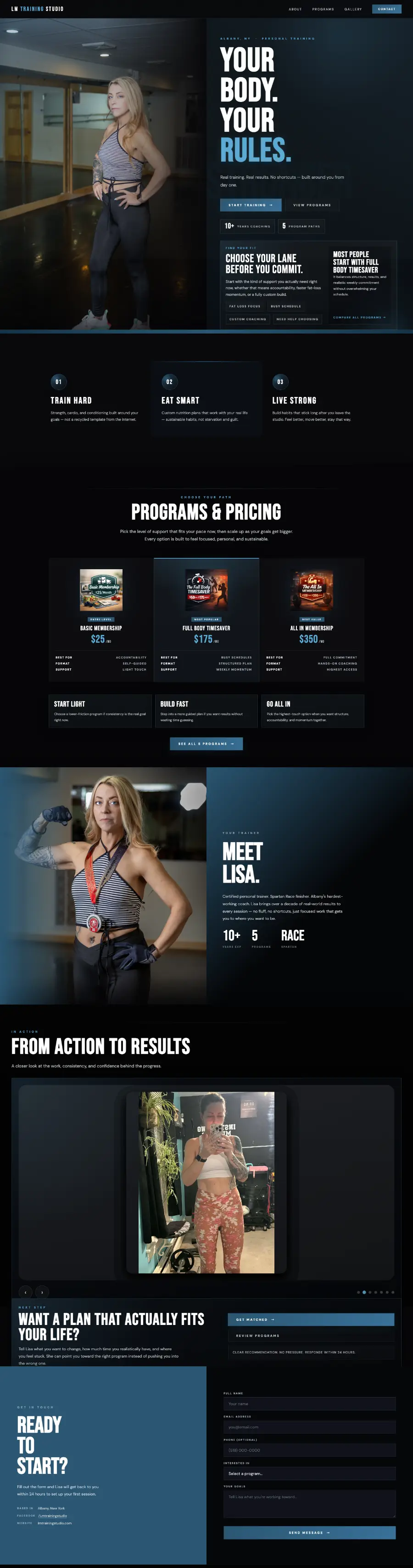 LM Training Studio website screenshot