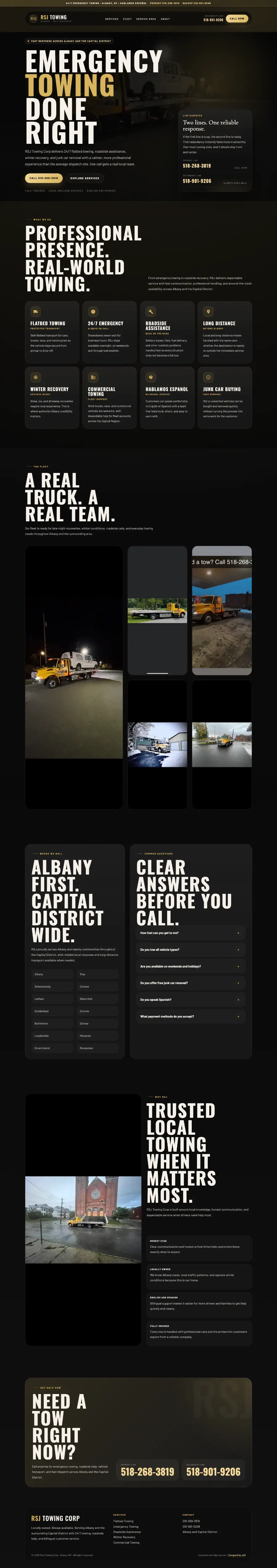 RSJ Towing website screenshot